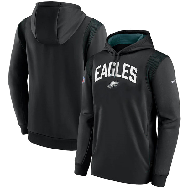 Men's Philadelphia Eagles Black Sideline Stack Performance Pullover Hoodie